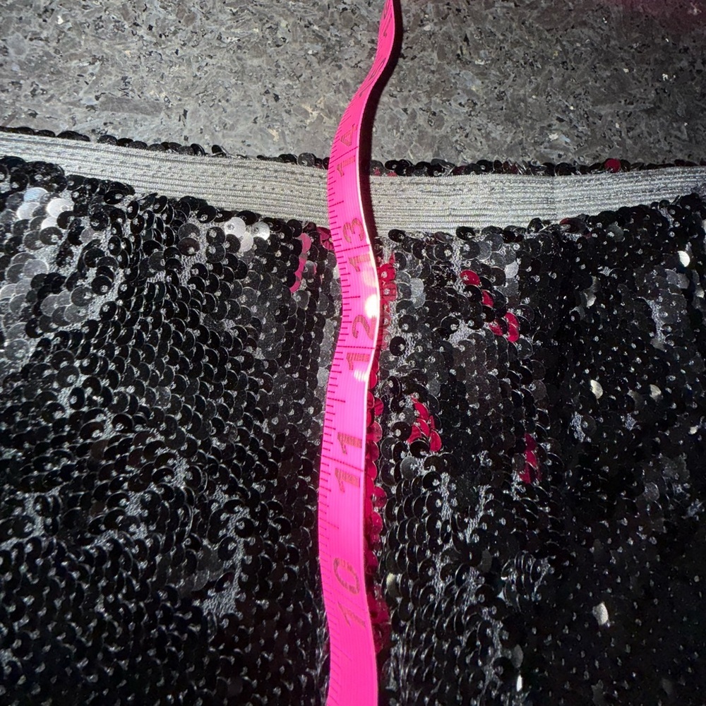 UEC ZARA BLACK EXTREME SEQUINS HIGH WAISTED PULL ON STRAIGHT LEG PANTS SZ L - Picture 11 of 13